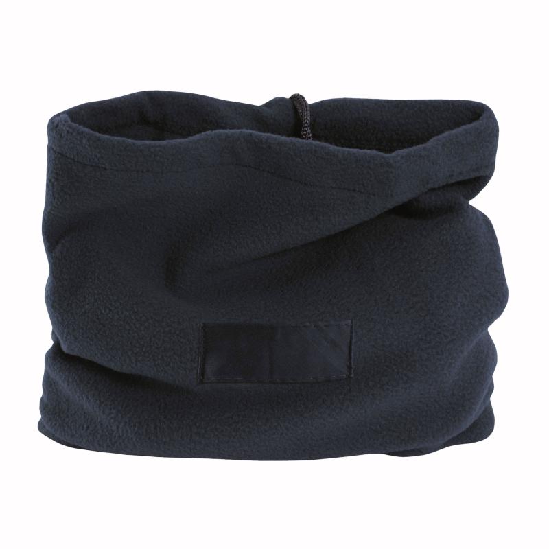 Braga para cuello de tejido polar, transformable en gorra con etiqueta