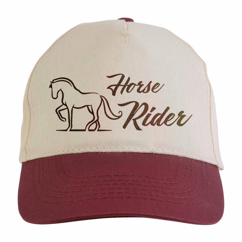 Gorra de 5 paneles de algodón con cierre velcro.