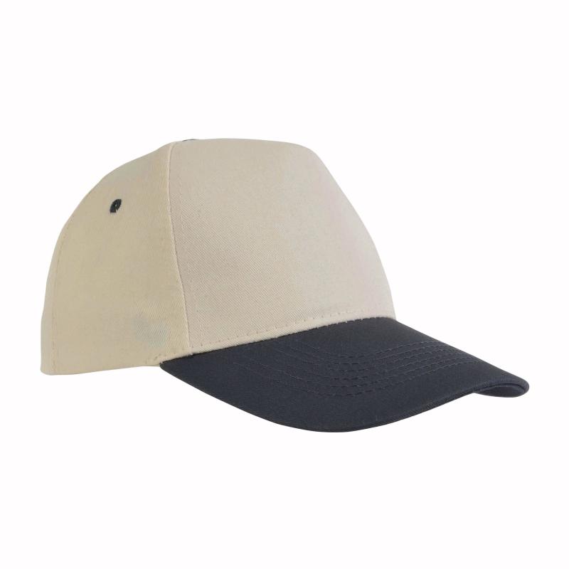 Gorra de 5 paneles de algodón con cierre velcro.
