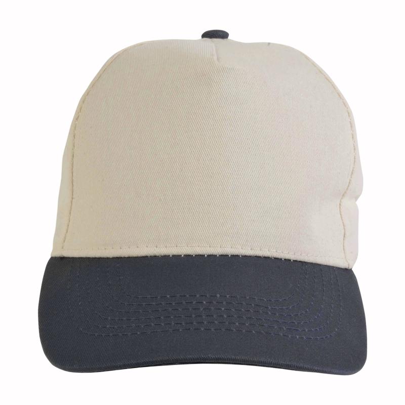 Gorra de 5 paneles de algodón con cierre velcro.