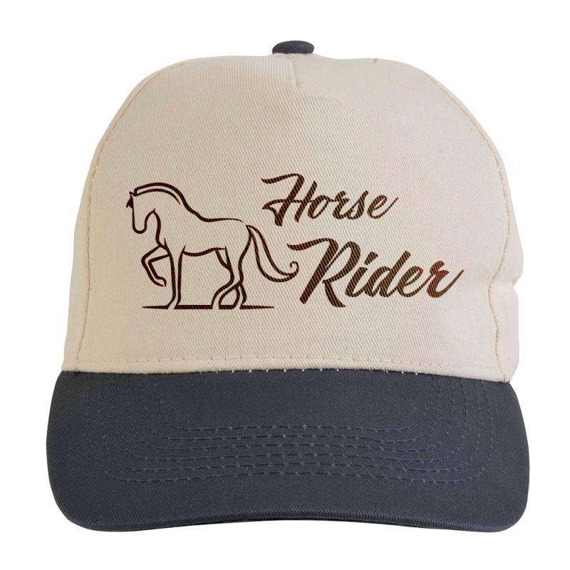 Gorra de 5 paneles de algodón con cierre velcro.