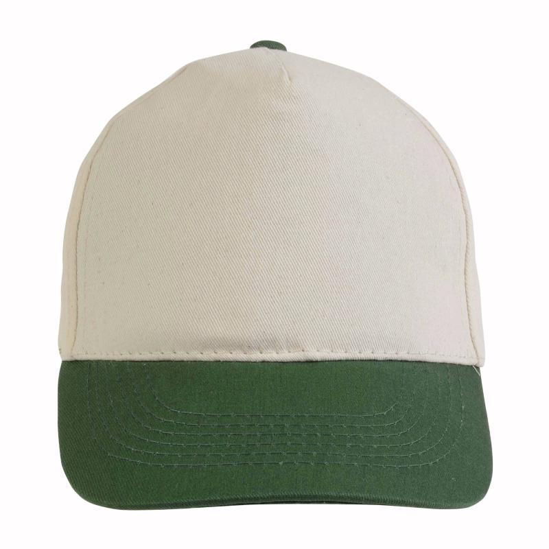 Gorra de 5 paneles de algodón con cierre velcro.