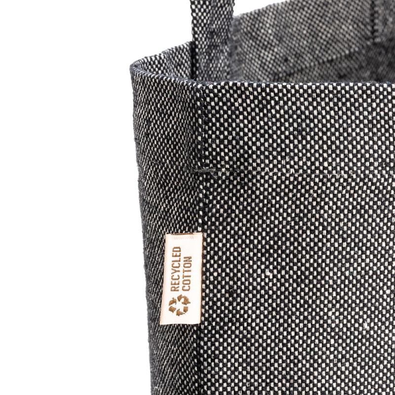 Bolsa shopper de algodon reciclado 300 g/m2 con efecto melange. Asas largas
