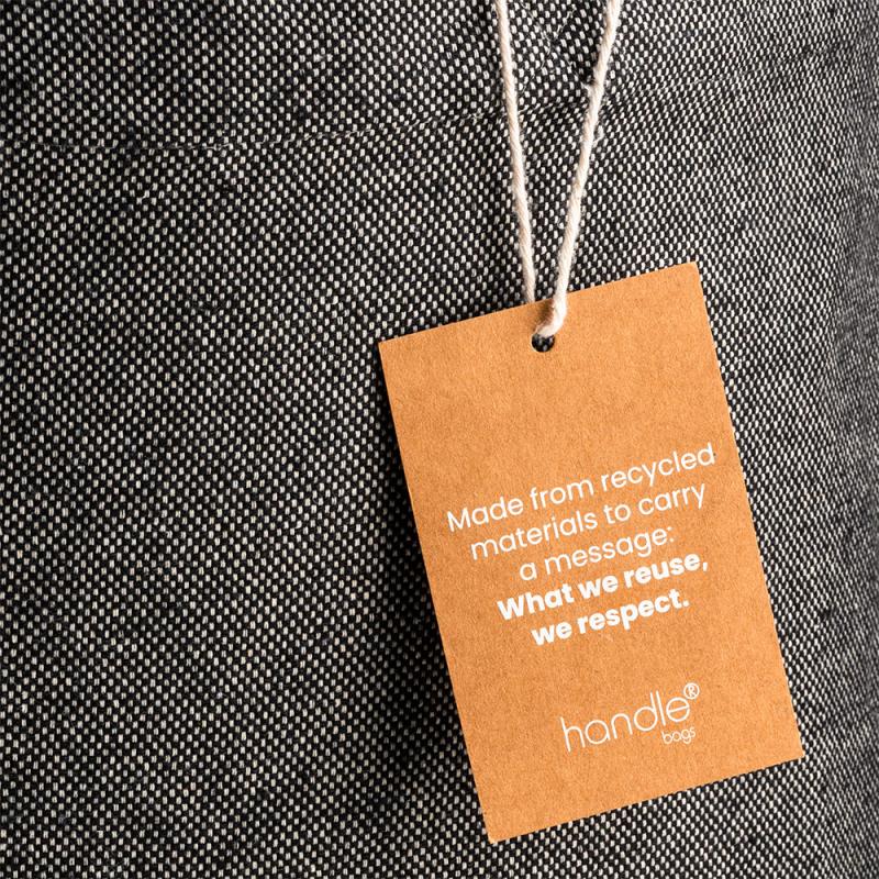 Bolsa shopper de algodon reciclado 300 g/m2 con efecto melange. Asas largas