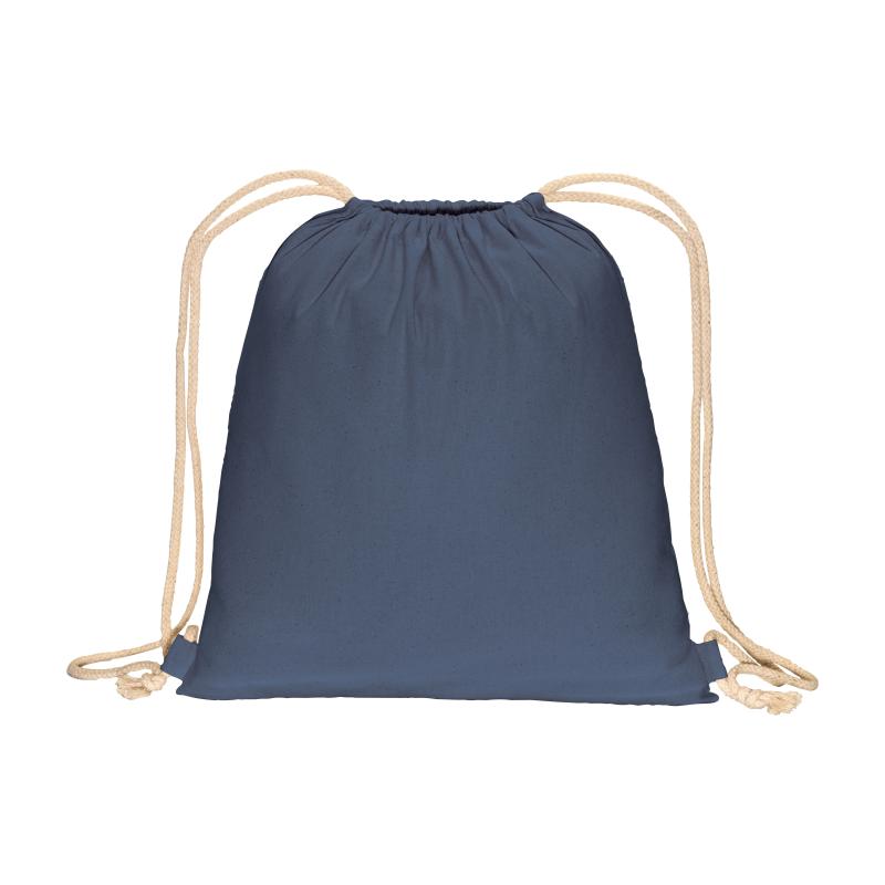 Mochila de color liso de algodón reciclado (140 g/m2). Cierre con doble cordón