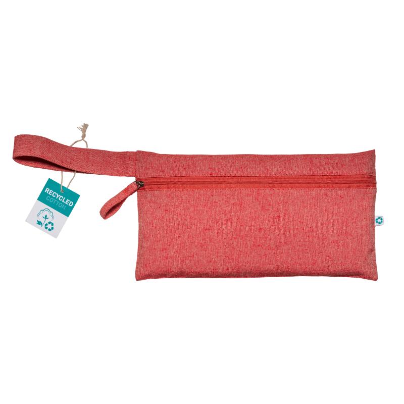 Portadocumentos de algodón reciclado de 180 g/m2 con cierre de cremallera, certificado GRS