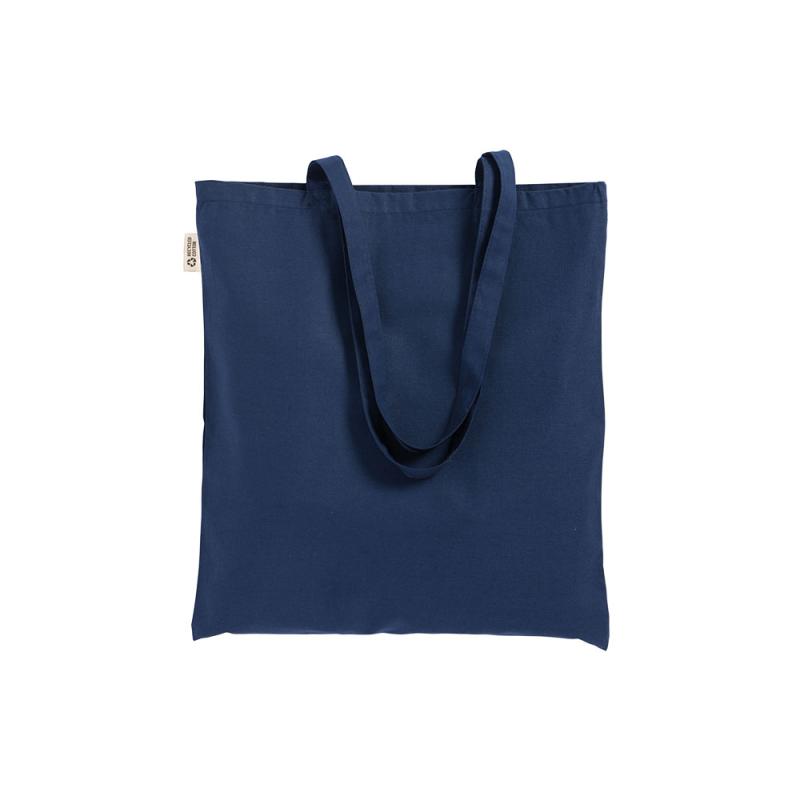 Bolsa shopper de color liso en algodón reciclado de 140 g/m2. Certificado GRS
