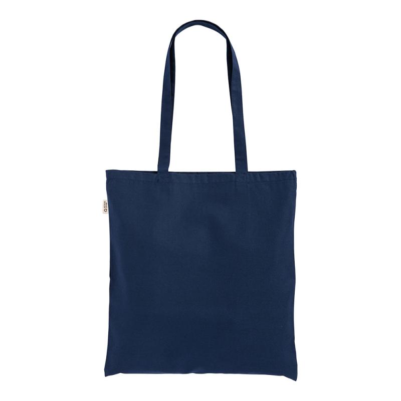Bolsa shopper de color liso en algodón reciclado de 140 g/m2. Certificado GRS