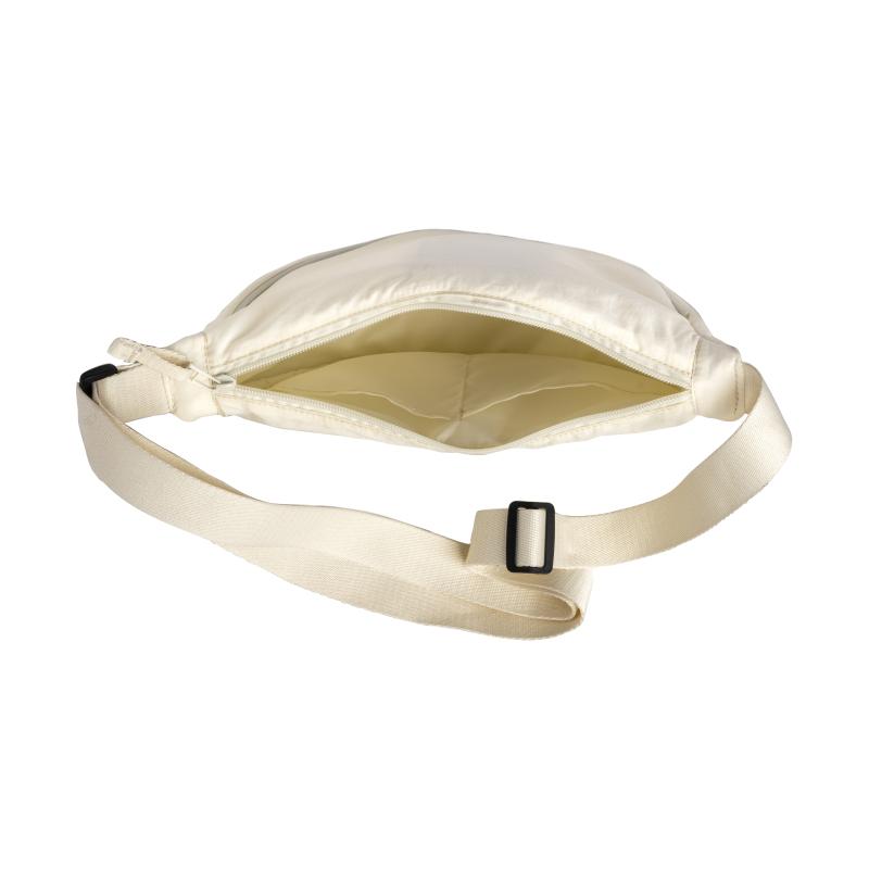 Bolso redondo de nylon con correa ajustable y cierre con cremallera