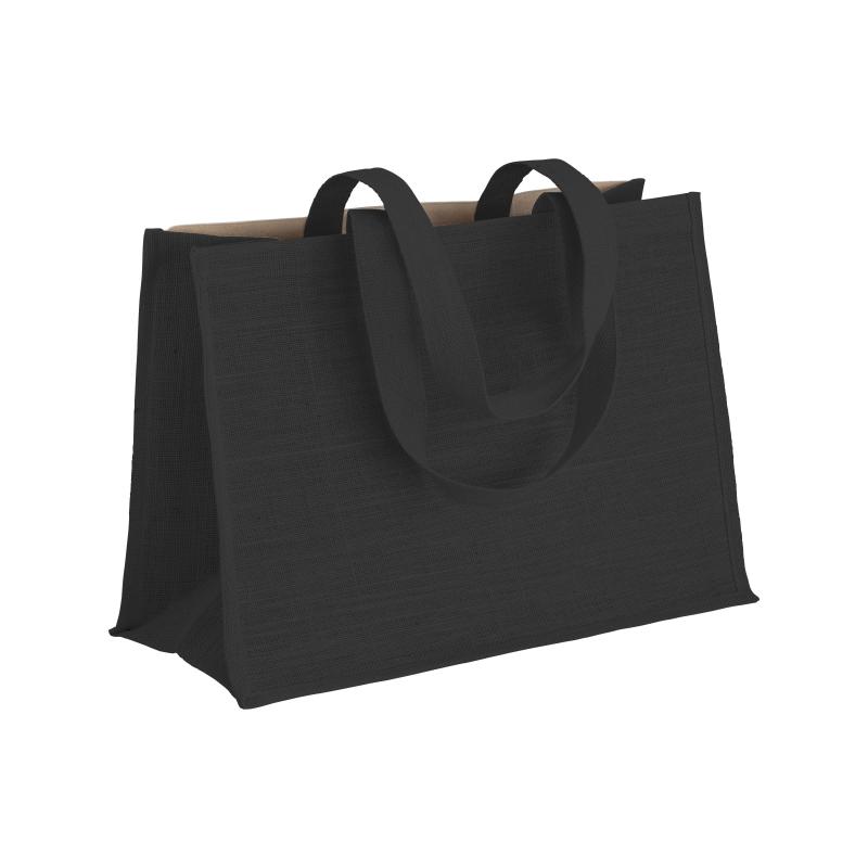 Bolsa de algodón 238 g/m2 con yute y algodón, asas largas y fuelle