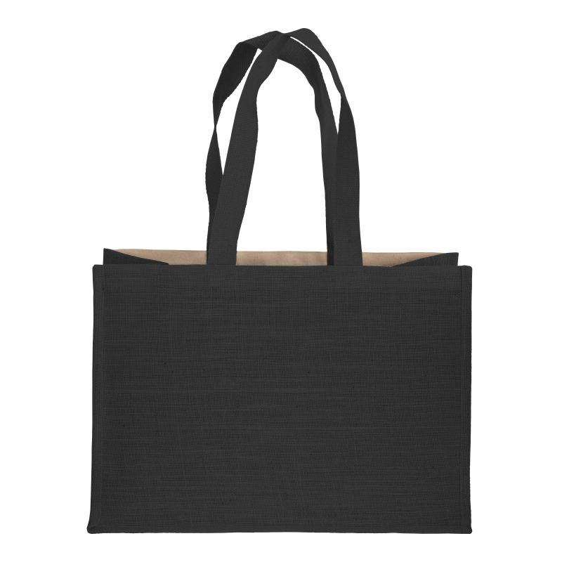 Bolsa de algodón 238 g/m2 con yute y algodón, asas largas y fuelle