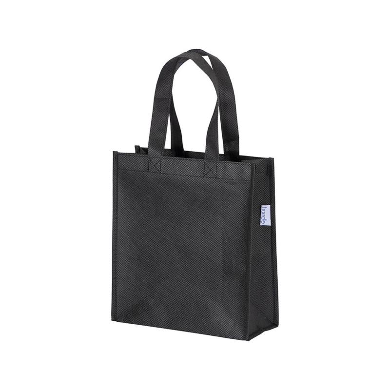 Mini bolsa de PET reciclado 80 g/m2, asas cortas y fuelle