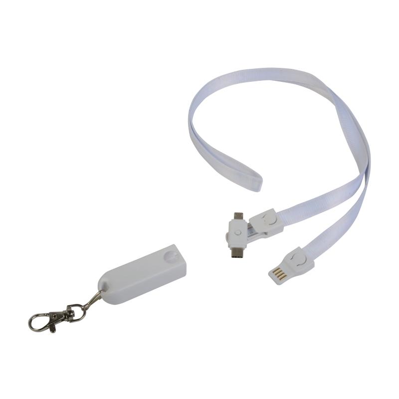 Cordón con mosquetón con función de cable de carga con conector C / USB tipo Micro-USB / L