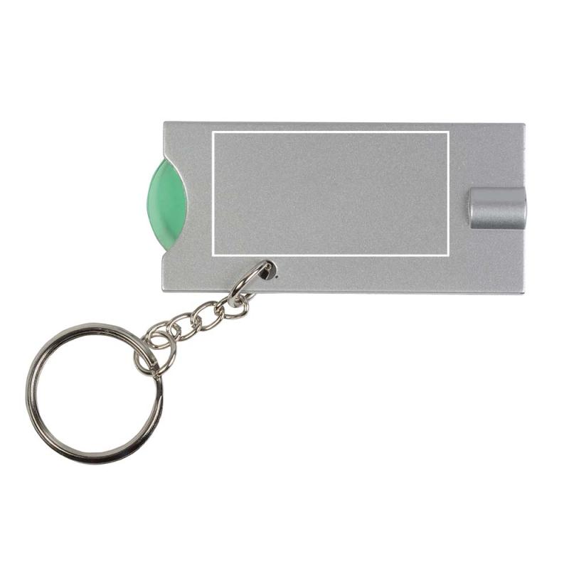 Llavero con luz led y ficha supermercado.