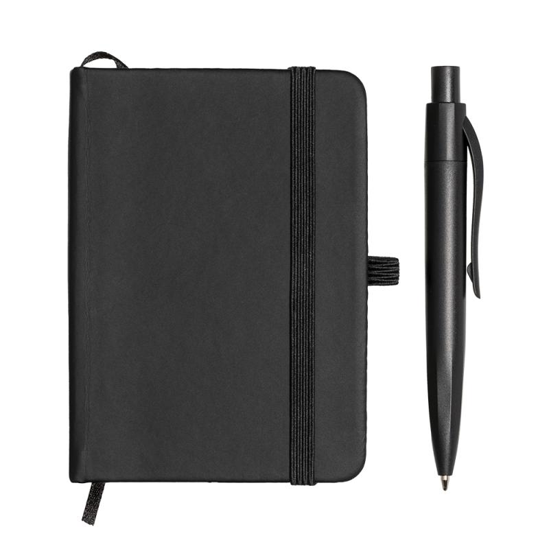 Set de cuaderno con cubierta rigida en PU y mini boligrafo