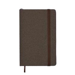 Cuaderno con cubierta realizada con residuos de cafe o te. Cierre elastico