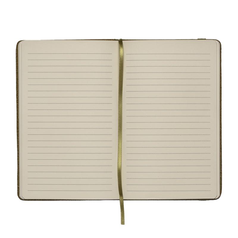 Cuaderno con cubierta realizada con residuos de cafe o te. Cierre elastico