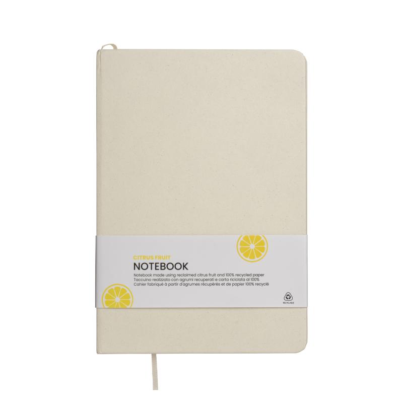 Cuaderno con cubierta de residuos de frutas y cierre elástico