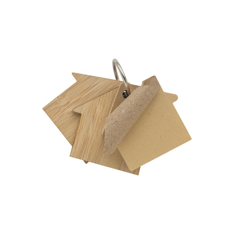 Notas adhesivas con forma de casa para notas (80 páginas), cubierta de bambú