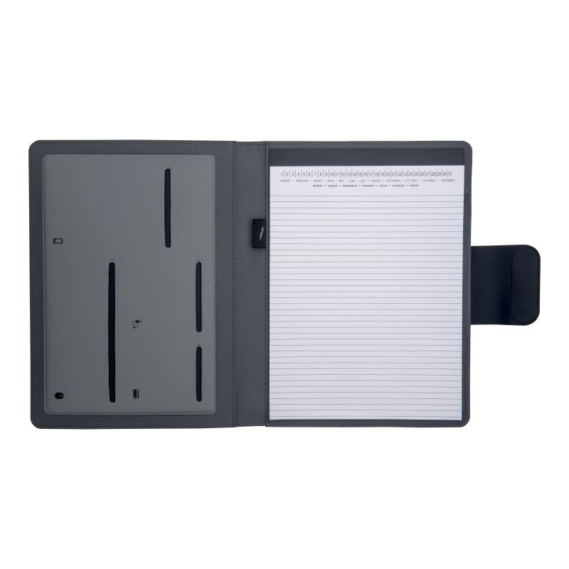 Organizador R-PET A4 con bloque y cierre magnético que se ilumina