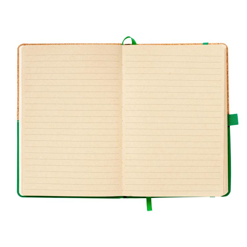 Cuaderno en corcho y PU, hojas rayadas 80 páginas. desde 70gr. en color marfil