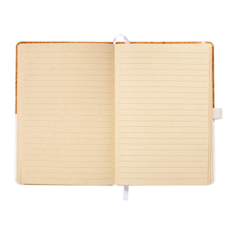 Cuaderno en corcho y PU, hojas rayadas 80 páginas. desde 70gr. en color marfil