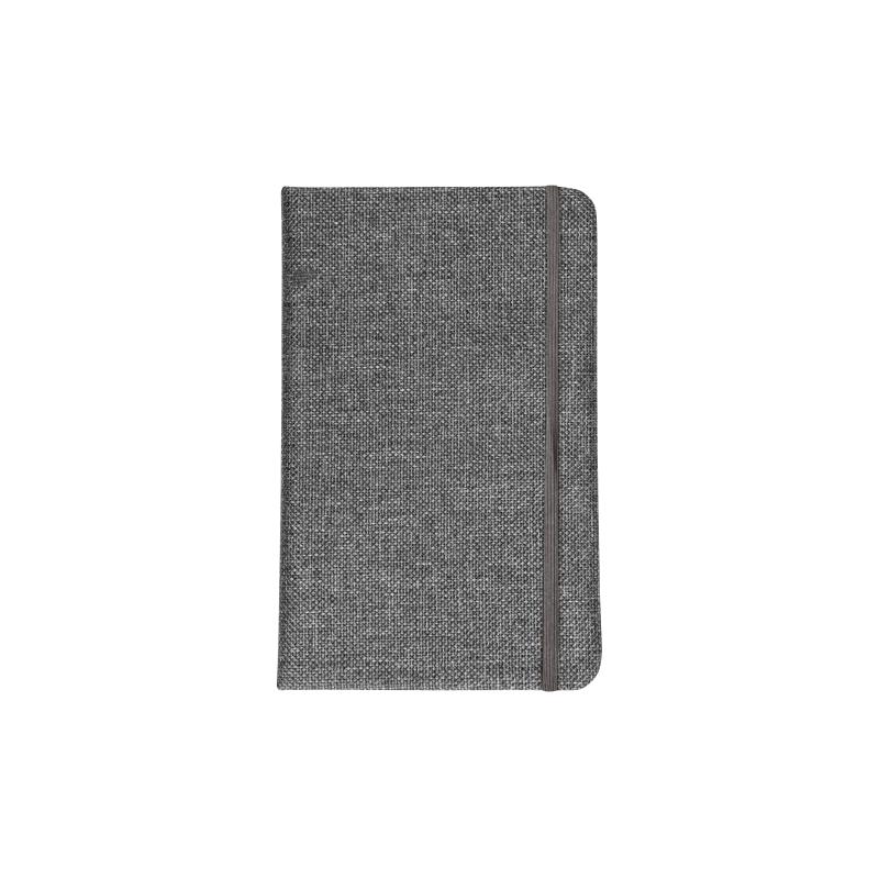 Cuaderno con funda R-Pet, con elásticos, hojas forradas en blanco, 80 páginas, 9X14 cm