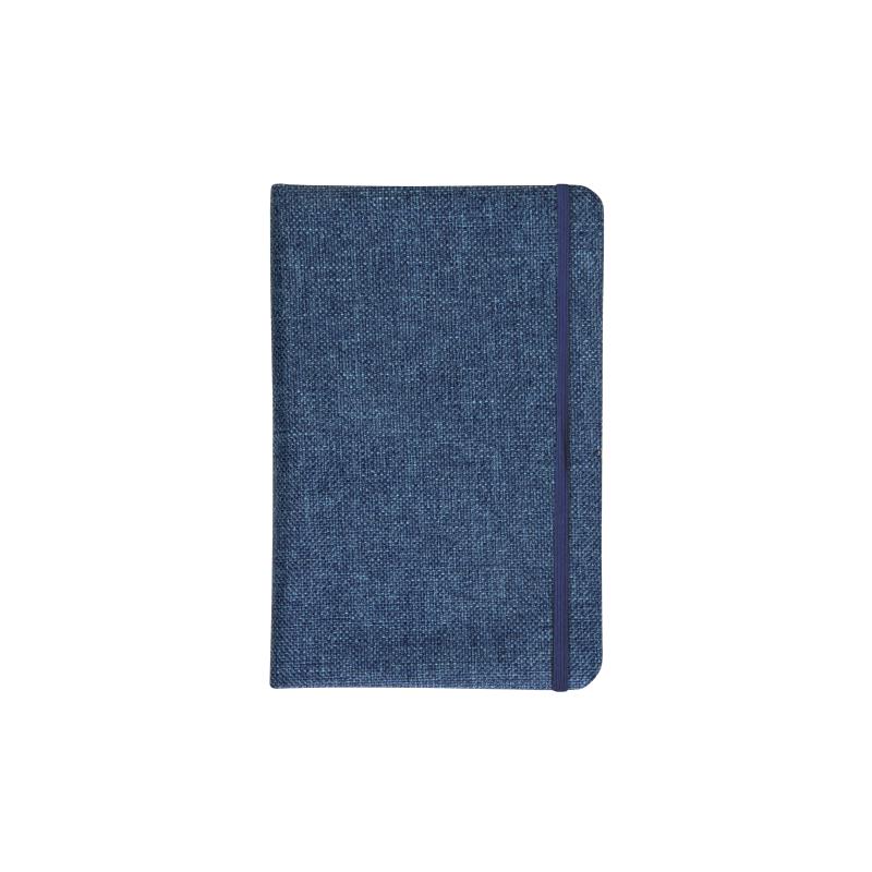 Cuaderno con funda R-Pet, con elásticos, hojas forradas en blanco, 80 páginas, 9X14 cm