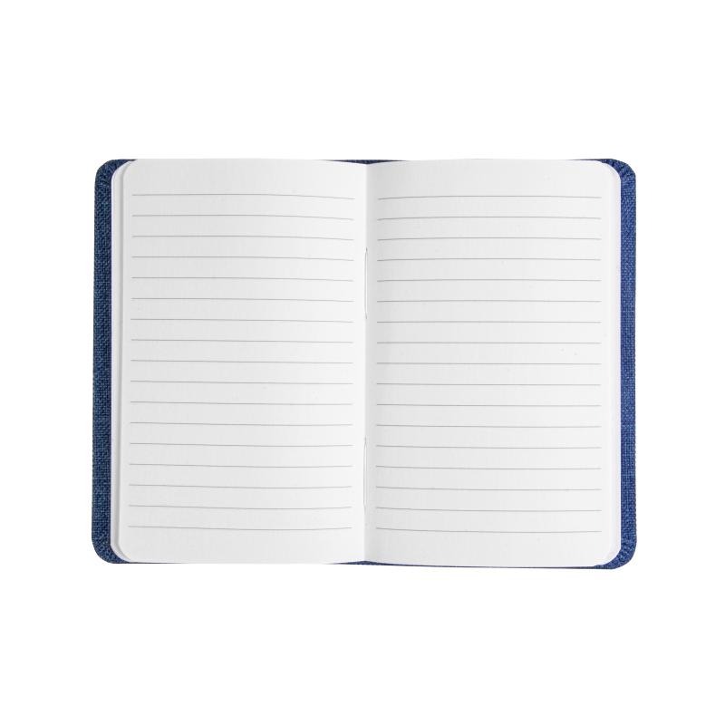 Cuaderno con funda R-Pet, con elásticos, hojas forradas en blanco, 80 páginas, 9X14 cm