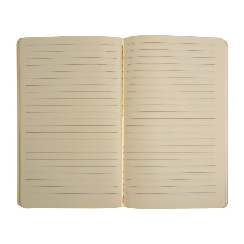 Cuaderno con tapa en papel reciclado, hojas rayadas marfil, 50 páginas, 14,5X21 cm