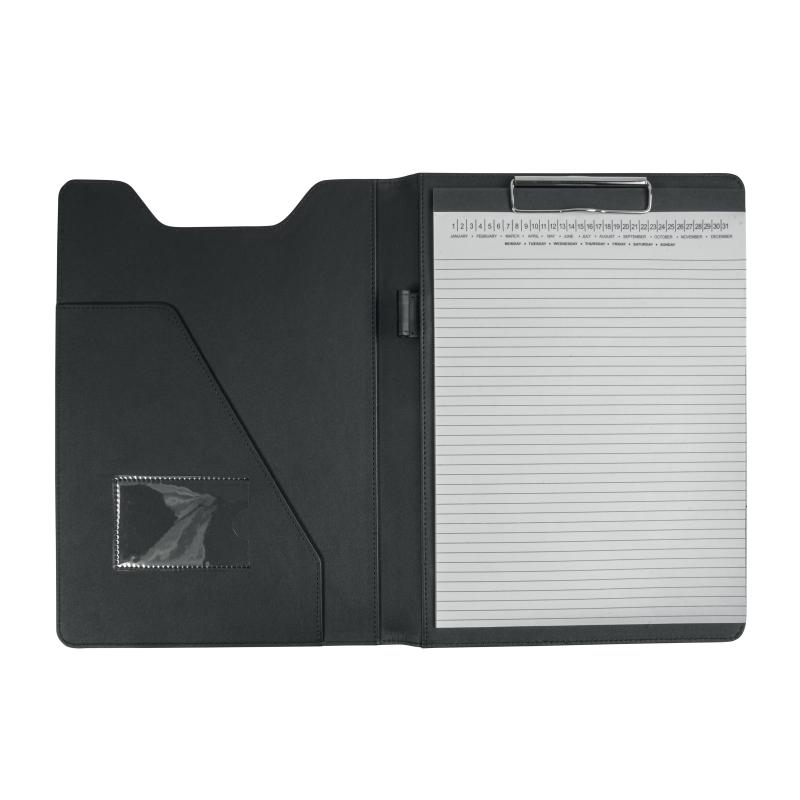 Carpeta de bloc de notas de PU. Bloque de 20 hojas forradas, muelle metálico