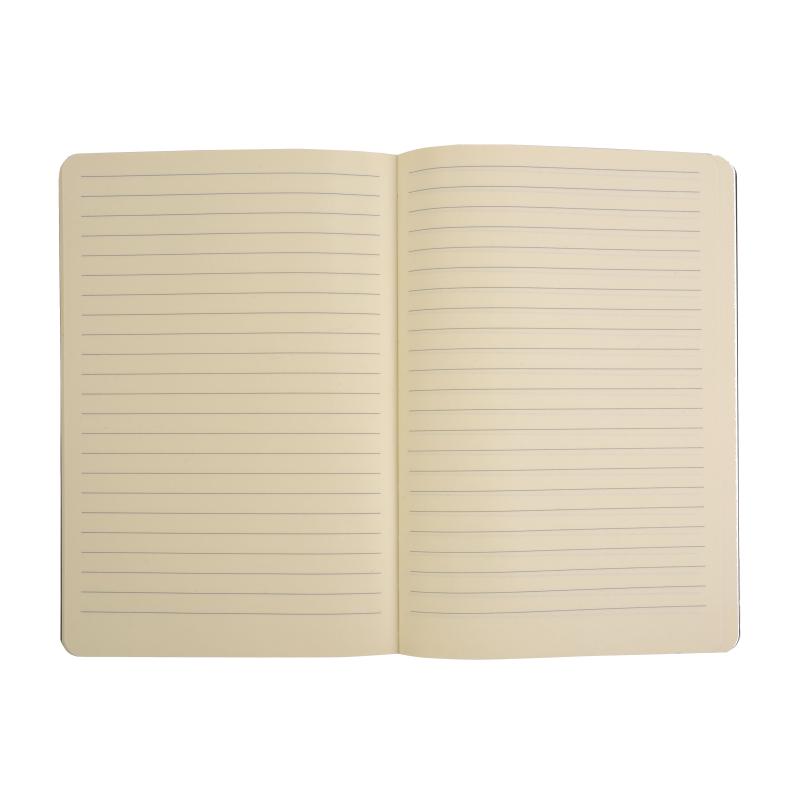 Cuaderno a rayas con funda iridiscente con papel color marfil