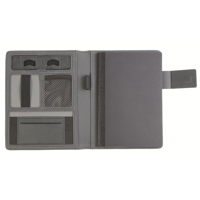 Organizador de tecnología portátil en tejido mélange con bloc de notas (A5)