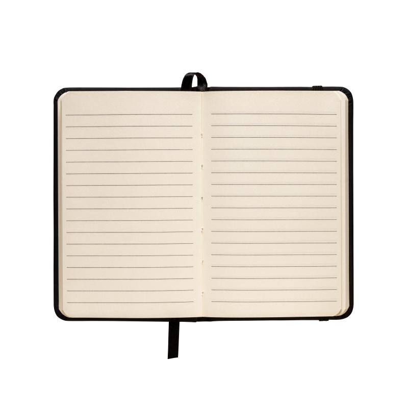 Libreta con tapas de polipiel y cierre goma.