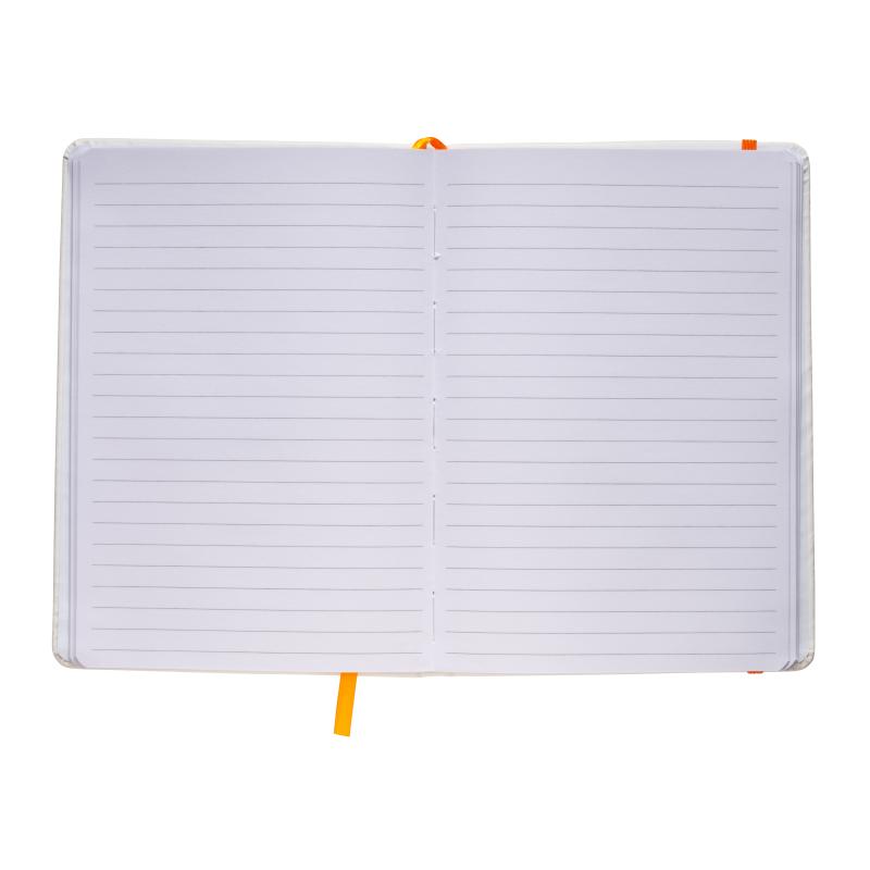 Cuaderno con elàstico y hojas de papel rayado