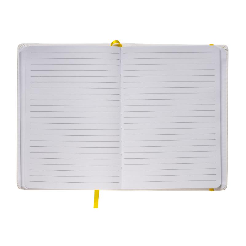 Cuaderno con elàstico y hojas de papel rayado