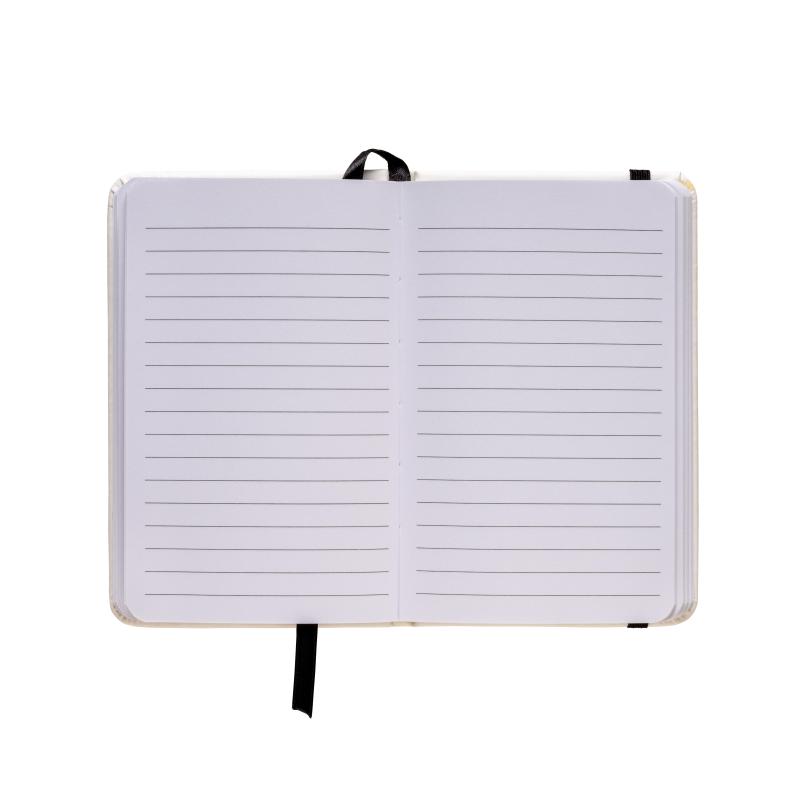 Cuaderno con elàstico y hojas de papel rayado