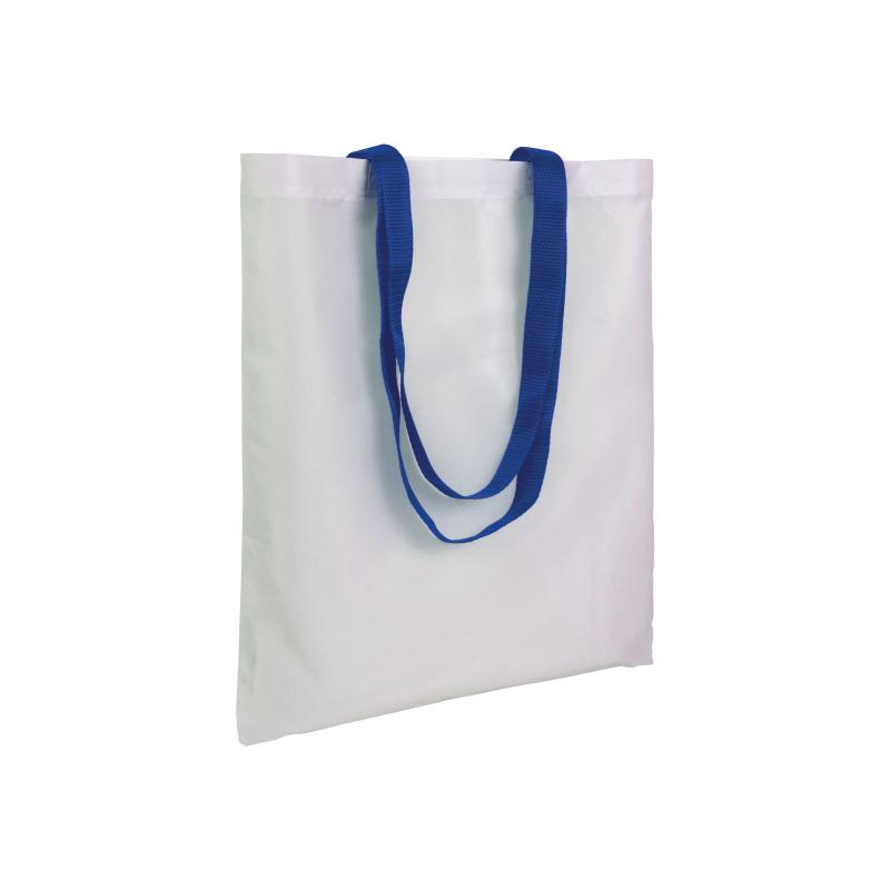 Bolsa blanca de poliester, asas largas coloradas