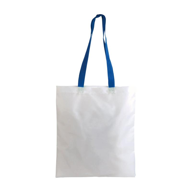 Bolsa blanca de poliester, asas largas coloradas