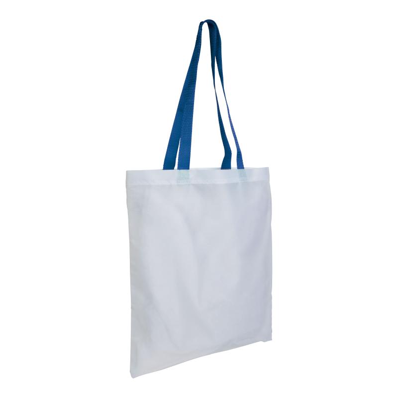 Bolsa blanca de poliester, asas largas coloradas