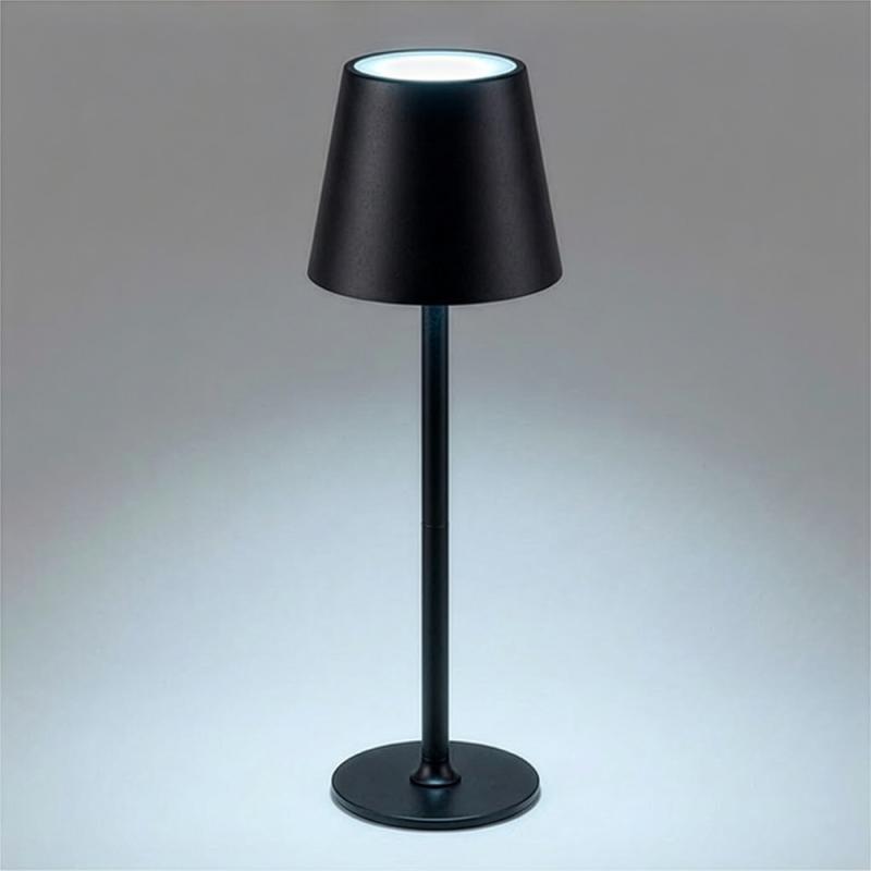 Lámpara de mesa LED recargable, fabricada en metal y plástico