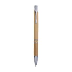 Push button ball pen in bamboo with chrome fittings