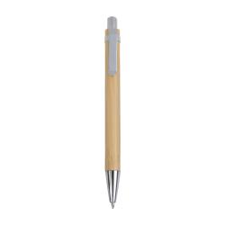 Push button ball pen in bamboo with chrome fittings