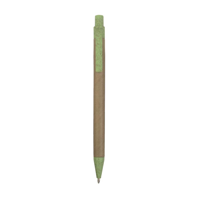 Push button ball pen with recycled carton barrel and wheat-straw (50%) and PP (50%)