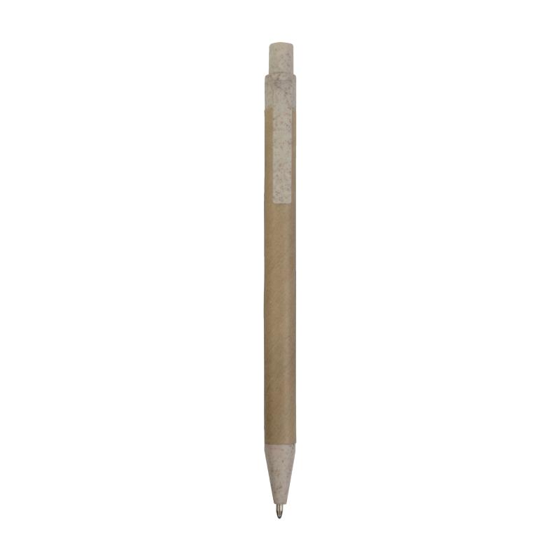Push button ball pen with recycled carton barrel and wheat-straw (50%) and PP (50%)