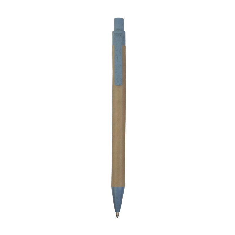 Push button ball pen with recycled carton barrel and wheat-straw (50%) and PP (50%)