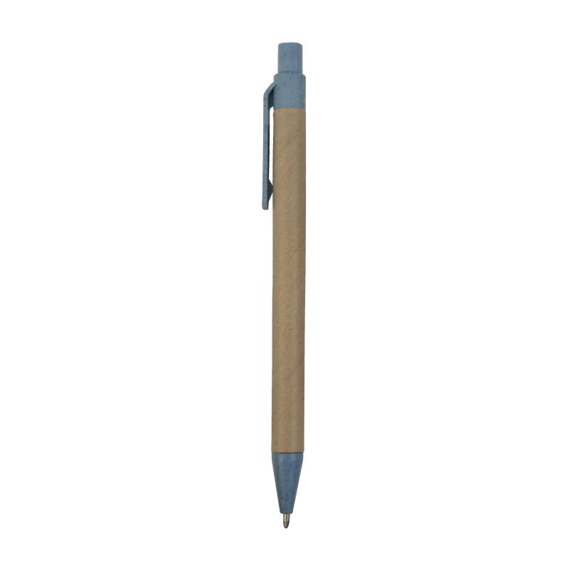 Push button ball pen with recycled carton barrel and wheat-straw (50%) and PP (50%)