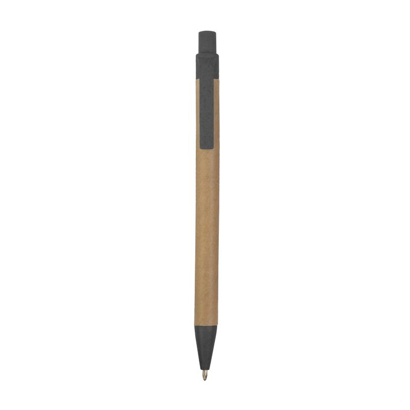 Push button ball pen with recycled carton barrel and wheat-straw (50%) and PP (50%)