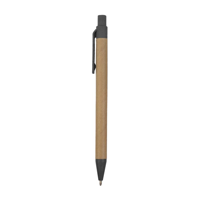 Push button ball pen with recycled carton barrel and wheat-straw (50%) and PP (50%)