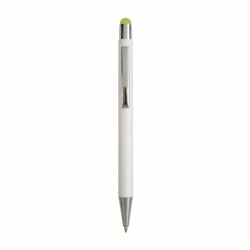 Aluminum push button ball pen with colored touch screen and laser engraved logo